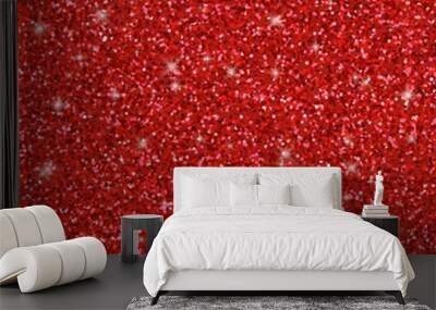 Red glitter seamless pattern, vector texture Wall mural