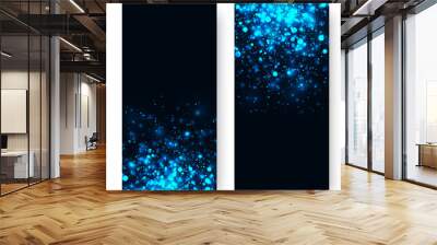 Vector blue glowing light glitter abstract background. Magic glow light effect. Star burst with sparkles on black background. Christmas or new year banners set Wall mural