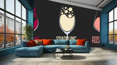 Vector set of different types of wine Wall mural