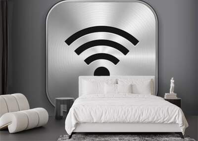 Wi-fi icon - vector metal app button Wall mural