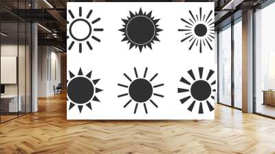 silhouette of the sun on a white background. Vector illustration. The symbol of heat, relaxation and summer Wall mural