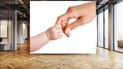 baby and mothers hands isolated on white Wall mural