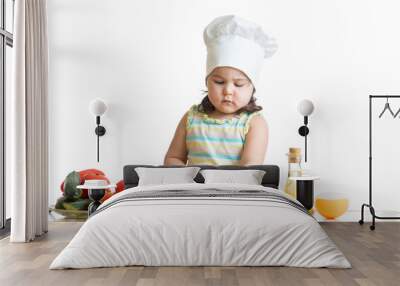 Child girl preparing healthy food in the kitchen Wall mural