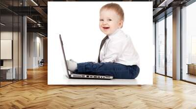 Child using a laptop Wall mural