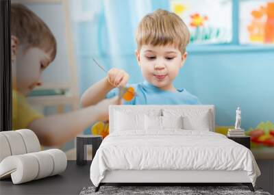 children eating in kindergarten Wall mural