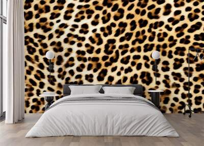 
leopard texture realistic hairy background, animal leopard design on textile Wall mural