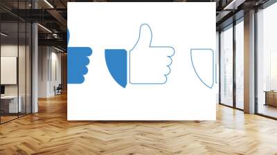 Like, thumb up, finger up, marketing, smm, vector hand illustration Wall mural