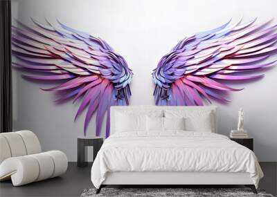 Magic rainbow colors angel wings isolated on white background Wall mural