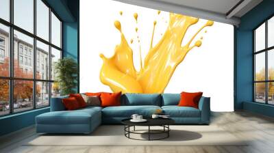 Melted yellow cheese isolated on transparent background. Cheese splash Wall mural