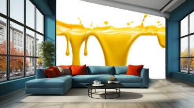 Melted yellow cheese isolated on transparent background. Cheese splash Wall mural