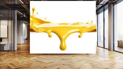 Melted yellow cheese isolated on white background. Cheese splash  Wall mural