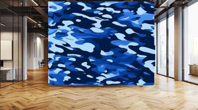 
military camouflage trendy pattern blue background, modern vector design Wall mural