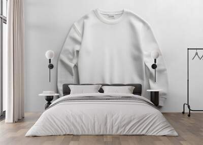 Mockup of white sweatshirt, blank pullover with a long sleeve, isolated on white background Wall mural