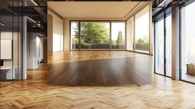 Modern empty room with parquet floor Wall mural