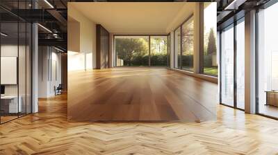 Modern empty room with parquet floor Wall mural