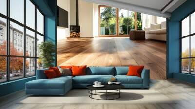 Modern empty room with parquet floor Wall mural