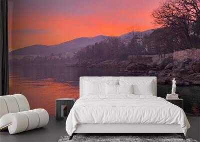 Natural colors of the sunset by the sea Wall mural