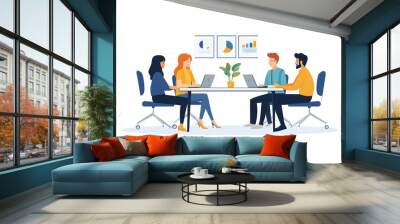 Office business meeting flat illustration isolated on white background Wall mural