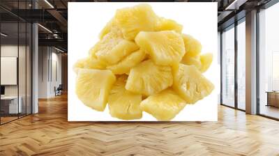 Peeled canned pineapple slices isolated on white background Wall mural