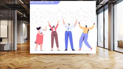 People celebrate success together. Business team have fun. Flat vector characters isolated on white background. Wall mural