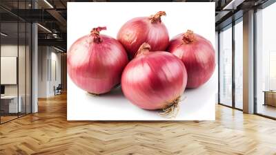 Pile of Fresh red onions vegetable bulb isolated on white background Wall mural