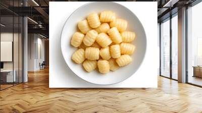 Potato Gnocchi top view isolated on white background Wall mural