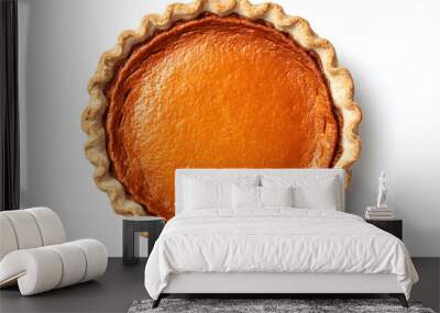 Pumpkin pie top view isolated on white background Wall mural