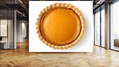 Pumpkin pie top view isolated on white background Wall mural