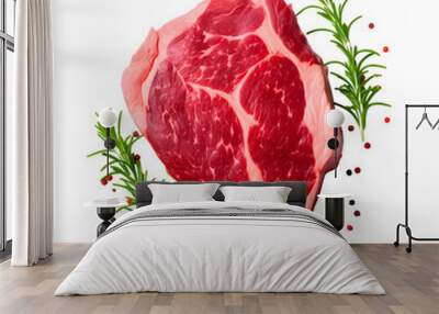 Raw beef steak meat top view isolated on transparent background Wall mural