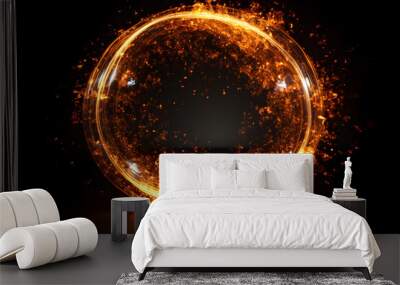 Realistic Ring of fire isolated on a black background Wall mural