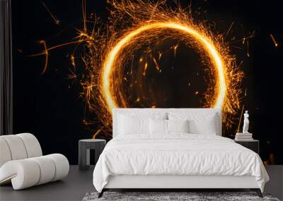 Realistic Ring of fire isolated on a black background Wall mural