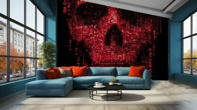 Red digital code matrix with a blank center space Wall mural