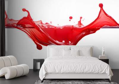 Red ketchup or red liquid sauce splash isolated on transparent background Wall mural