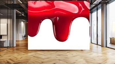 Red liquid jam dripping top to bottom isolated on transparent background Wall mural