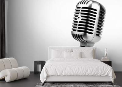 Retro style microphone isolated on white background Wall mural