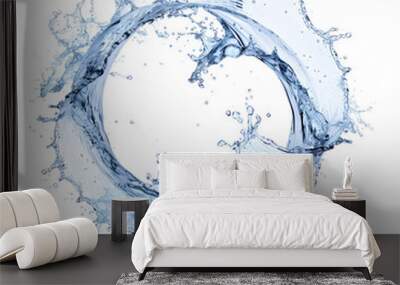 Rounded splash of blue water isolated on white background Wall mural