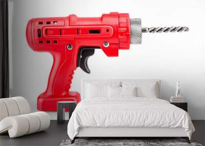 Screwdriver, Electric drill isolated on white Wall mural