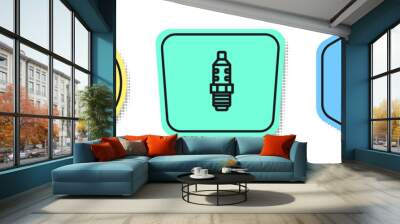 Set line Car inspection, spark plug and service. Colored shapes. Vector Wall mural