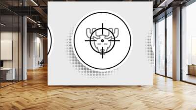 Set line Cartridges, Trap hunting and Hunt on moose with crosshairs icon. Vector Wall mural