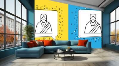 Set line Jesus Christ icon isolated on yellow and blue background.  Vector Illustration Wall mural