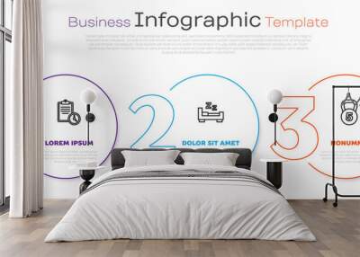 Set line Sport training program, Time to sleep and Weight. Business infographic template. Vector Wall mural