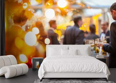 Corporate Event Celebration with Elegant Guests and Warm Lights Wall mural