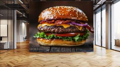 The Delicious Hamburger with Bacon Wall mural