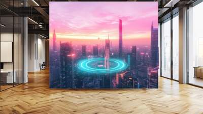 The Skyline at Sunset Glow. Wall mural