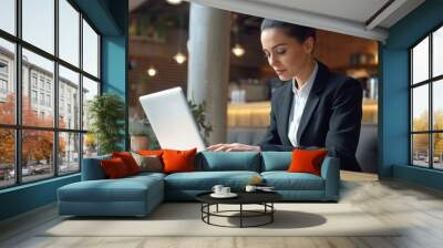 The Woman Working on Laptop Wall mural