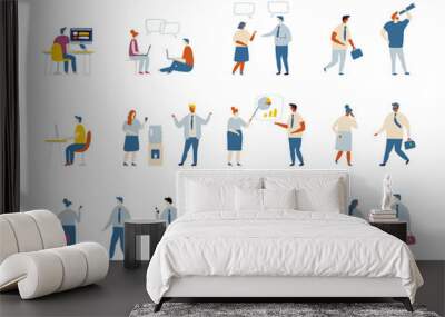 Tiny business people vector set Wall mural