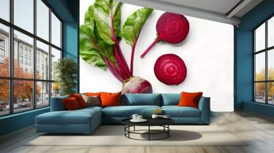 Top view Beetroot isolated on white background Wall mural