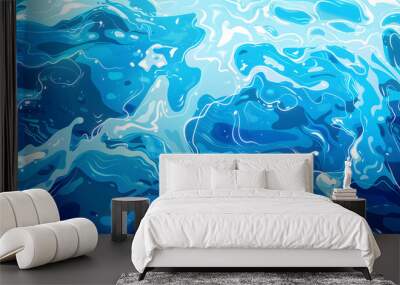 Top view of clear and blue water in the sea cartoon anime style  wallpaper Wall mural