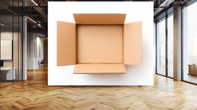 Top view of open cardboard box isolated on a white background Wall mural