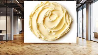 Top view yellow butter swirl isolated on white background Wall mural